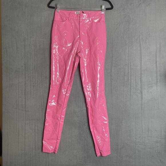House of CB Pants Womens Small Vinyl Faux Patent Leather High Rise Skinny Zip - Picture 1 of 13
